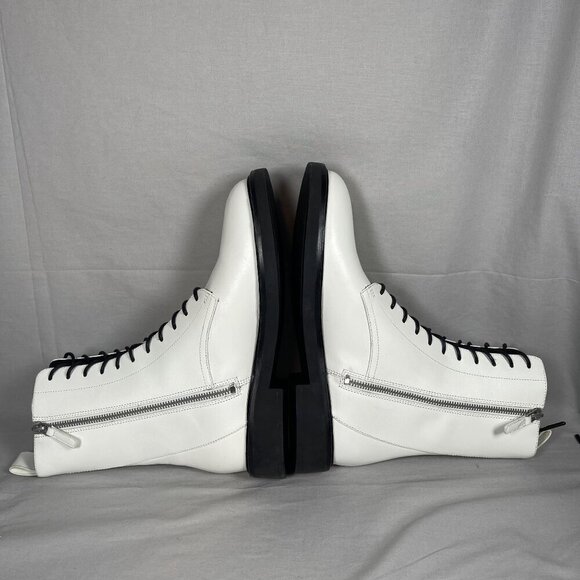 Tory Burch Women's Double T-Croc Embossed White Leather Combat Boots Size 9-NEW - Picture 5 of 7